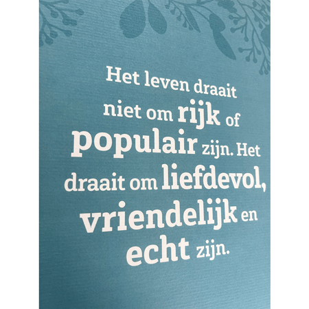 Blauw-poster positieve spreuk structuur