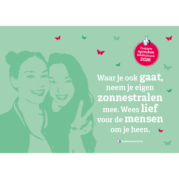 Familieplanner 2026 positieve spreuken voorzijde