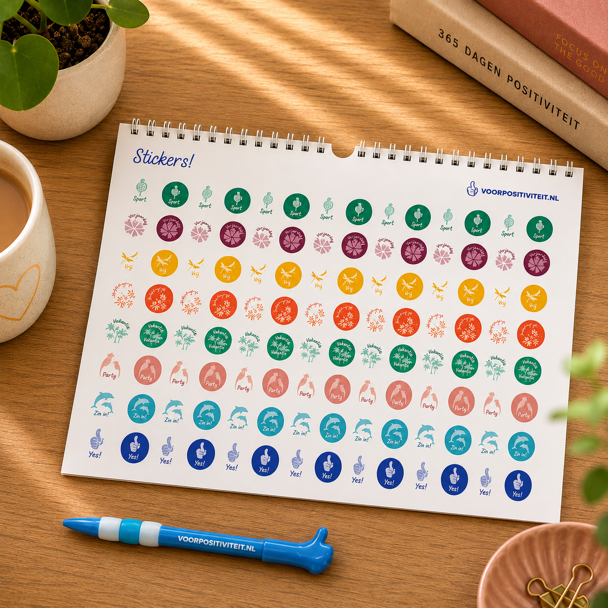 Stickervel Familieplanner 2027 met pen