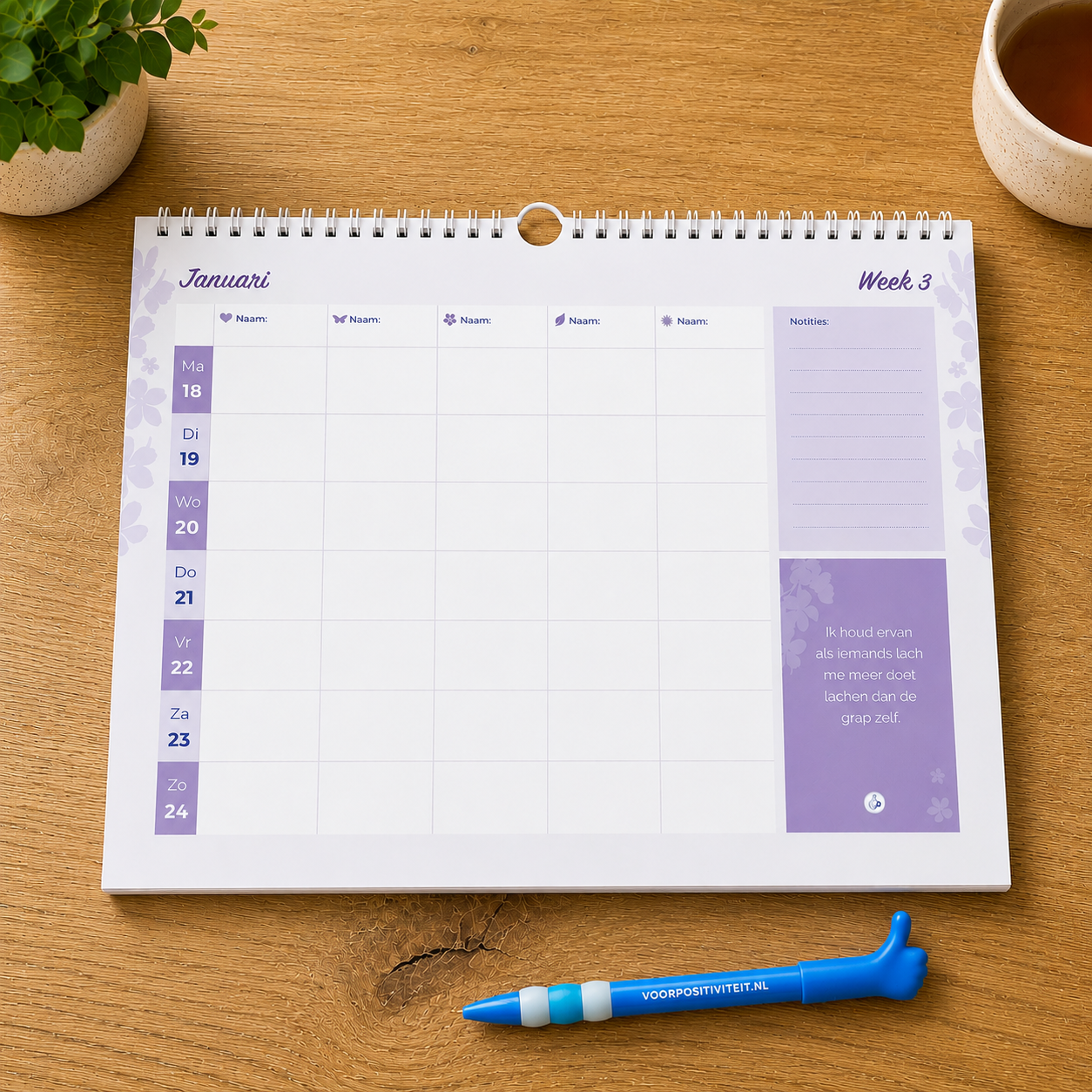 Familieplanner 2027 week 36 met pen