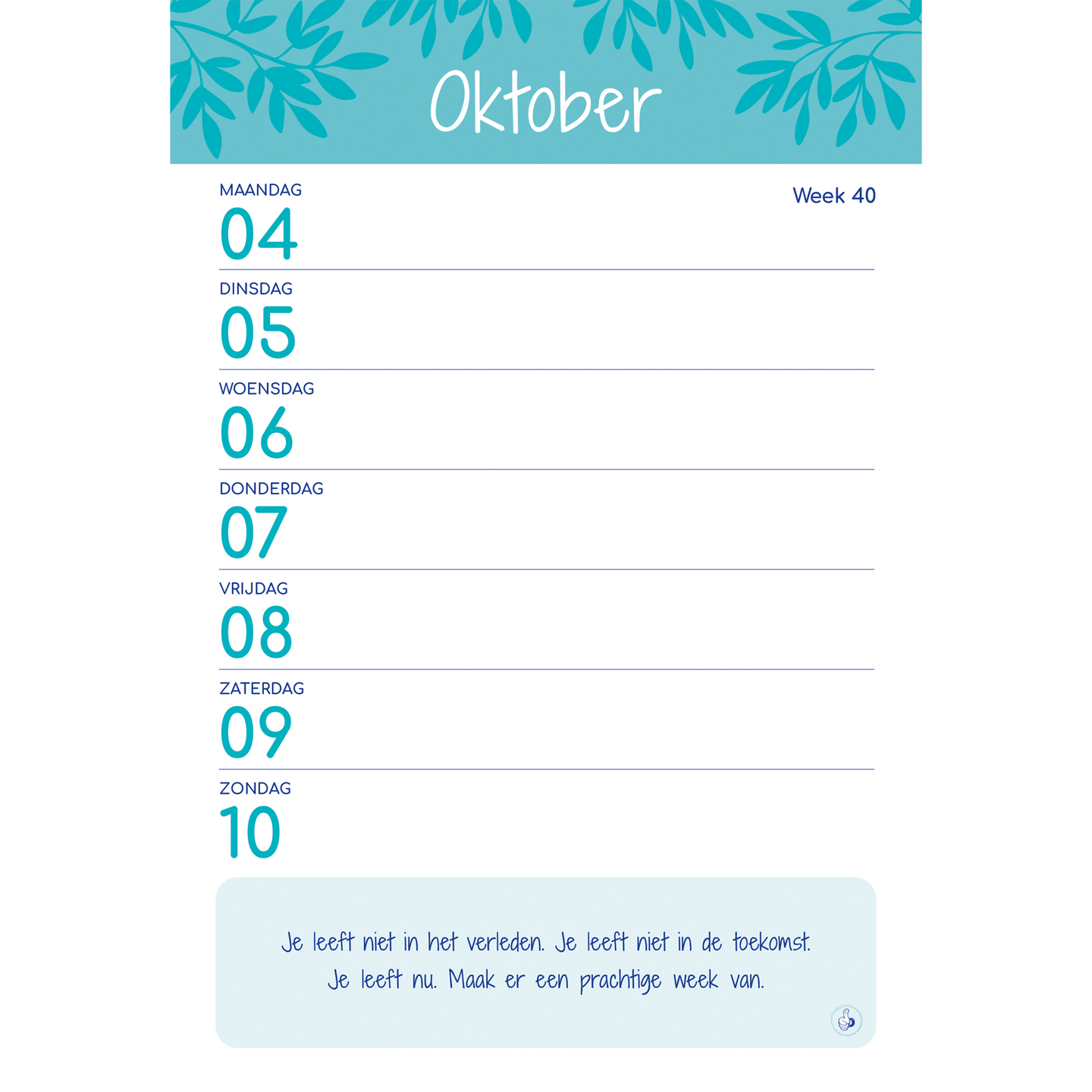 Weekkalender 2027 inkijkexemplaar week 40