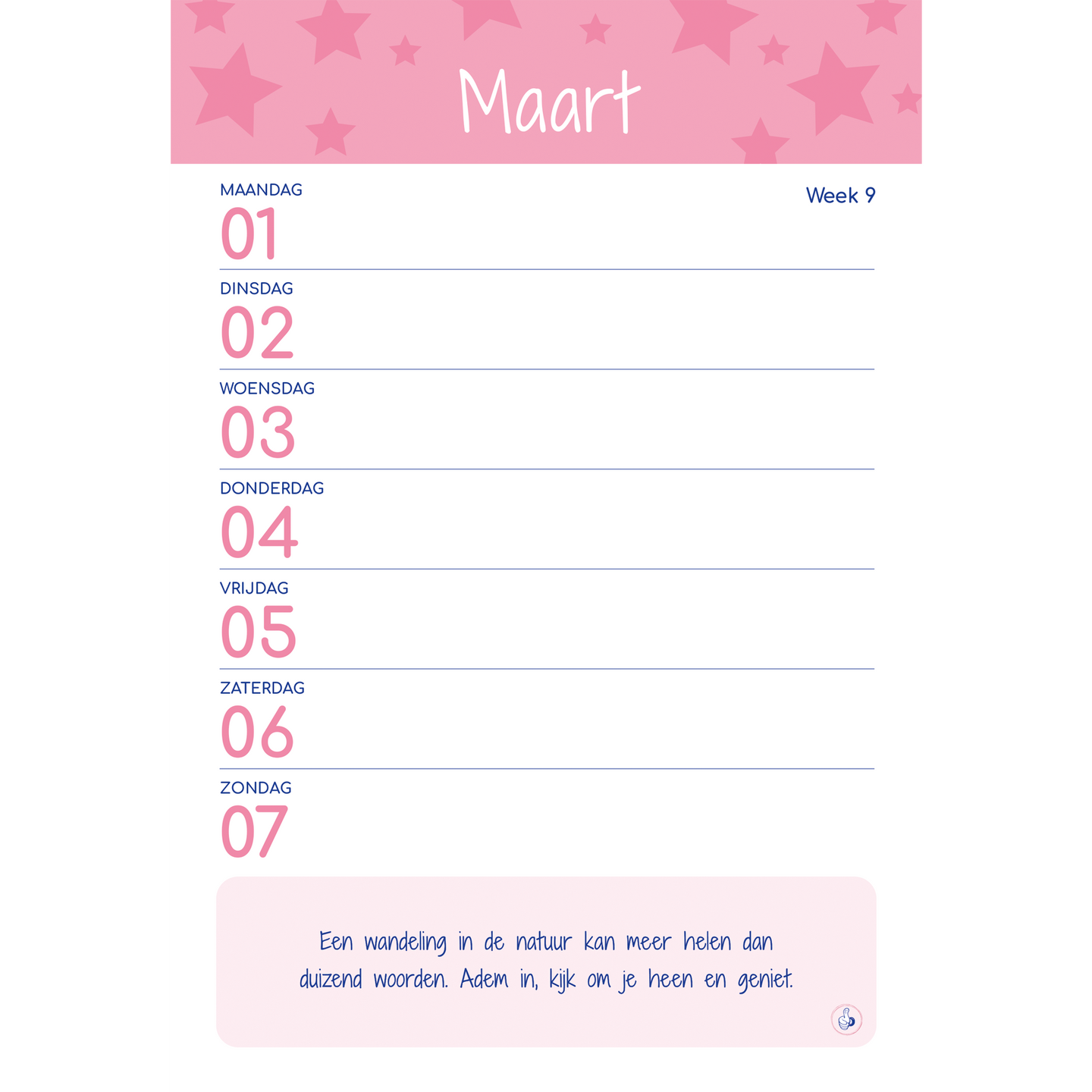 Weekkalender 2027 inkijkexemplaar week 9