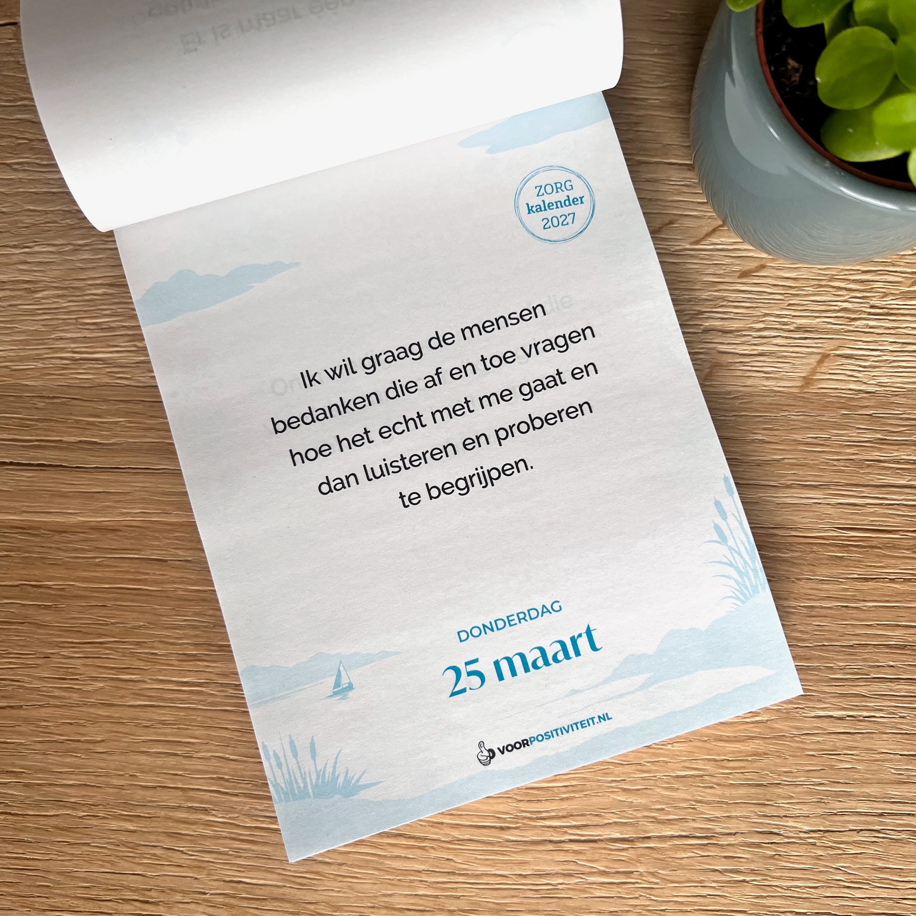Zorgkalender 2027 Positieve spreuken 25 maart