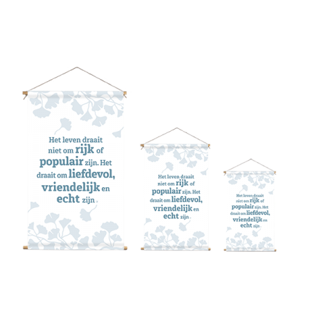 wanddoek wit met blauw