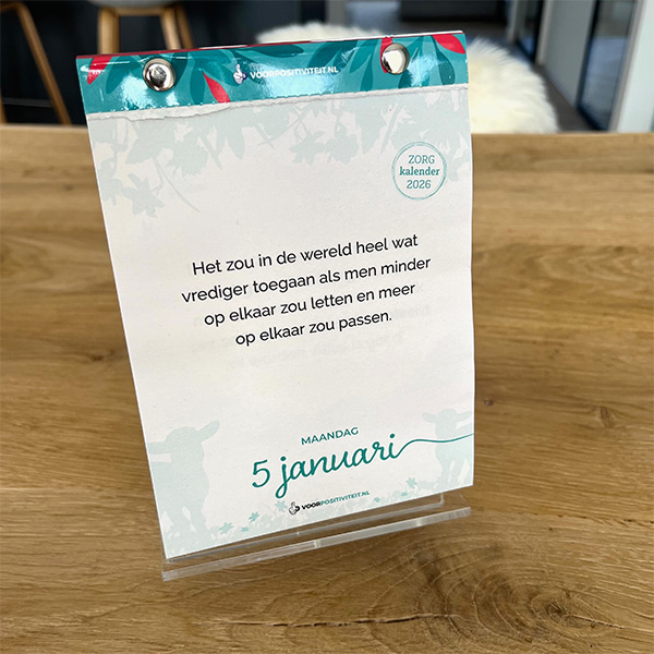 Zorgkalender 2026 positieve spreuken speciaal voor de zorg